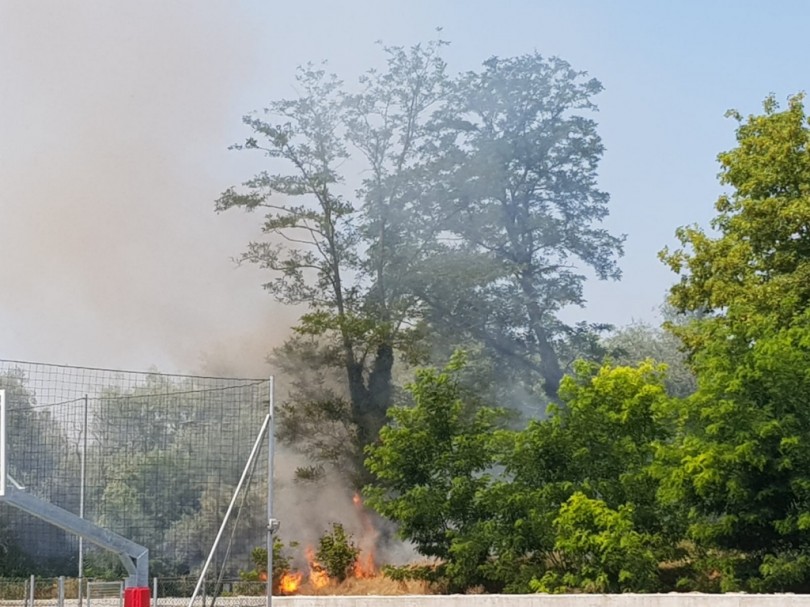 Piccolo incendio divampato sull'argine di Casale